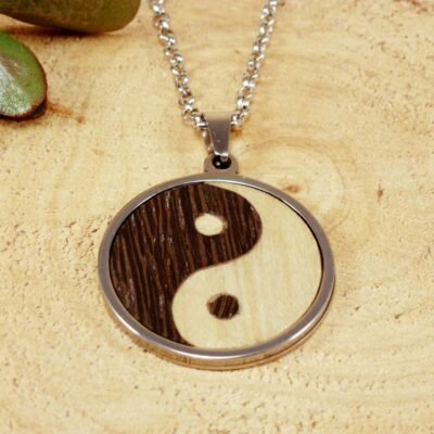 Wooden Yin Yang Necklace – Handmade & Unique