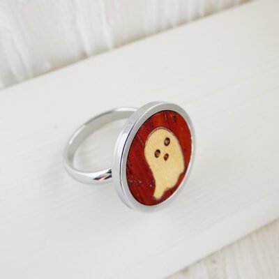 Anillo fantasma hecho a mano de madera con base ajustable de acero inoxidable