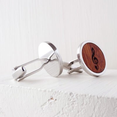 Gemelos de acero inoxidable y madera de cedro natural