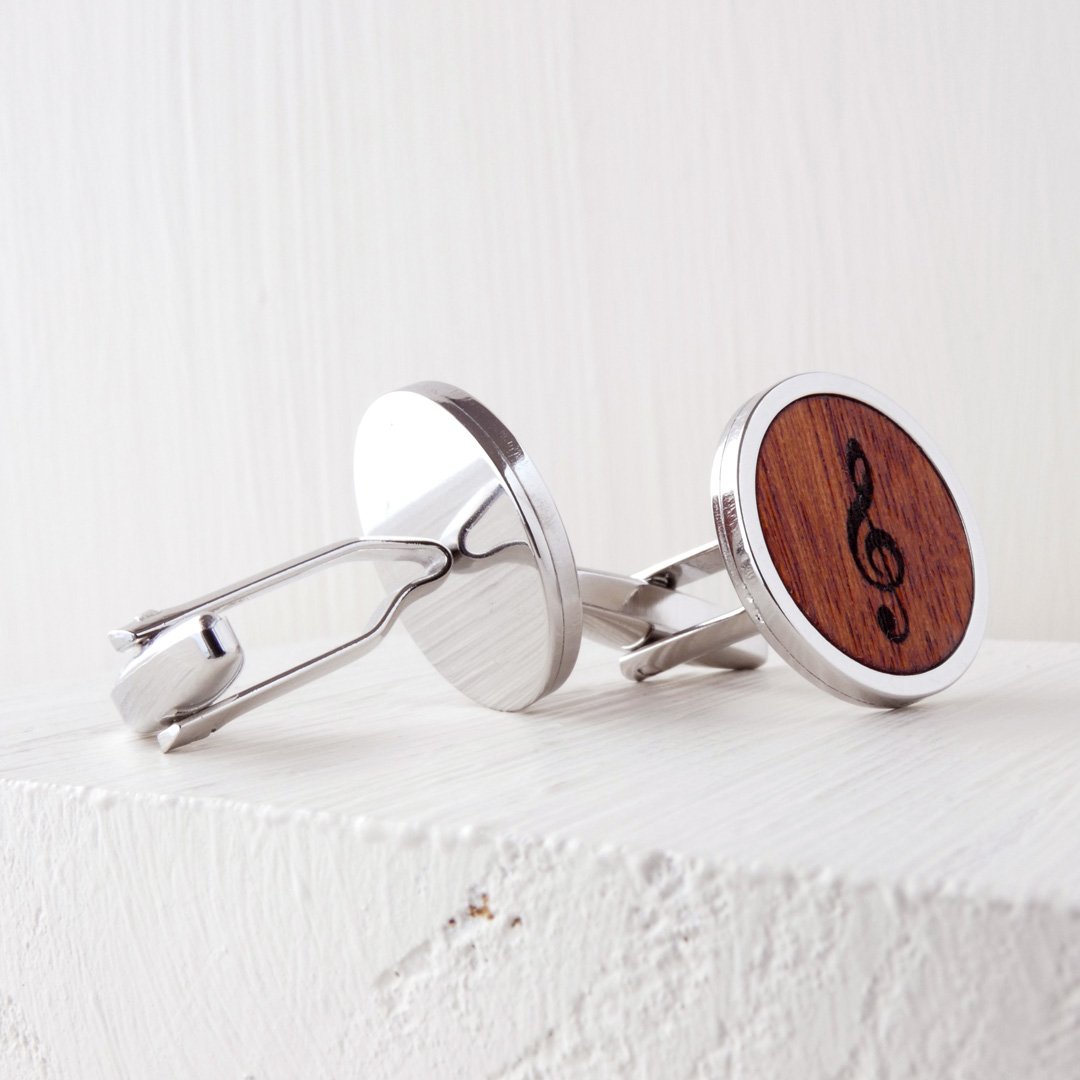 Gemelos de acero inoxidable y madera de cedro natural